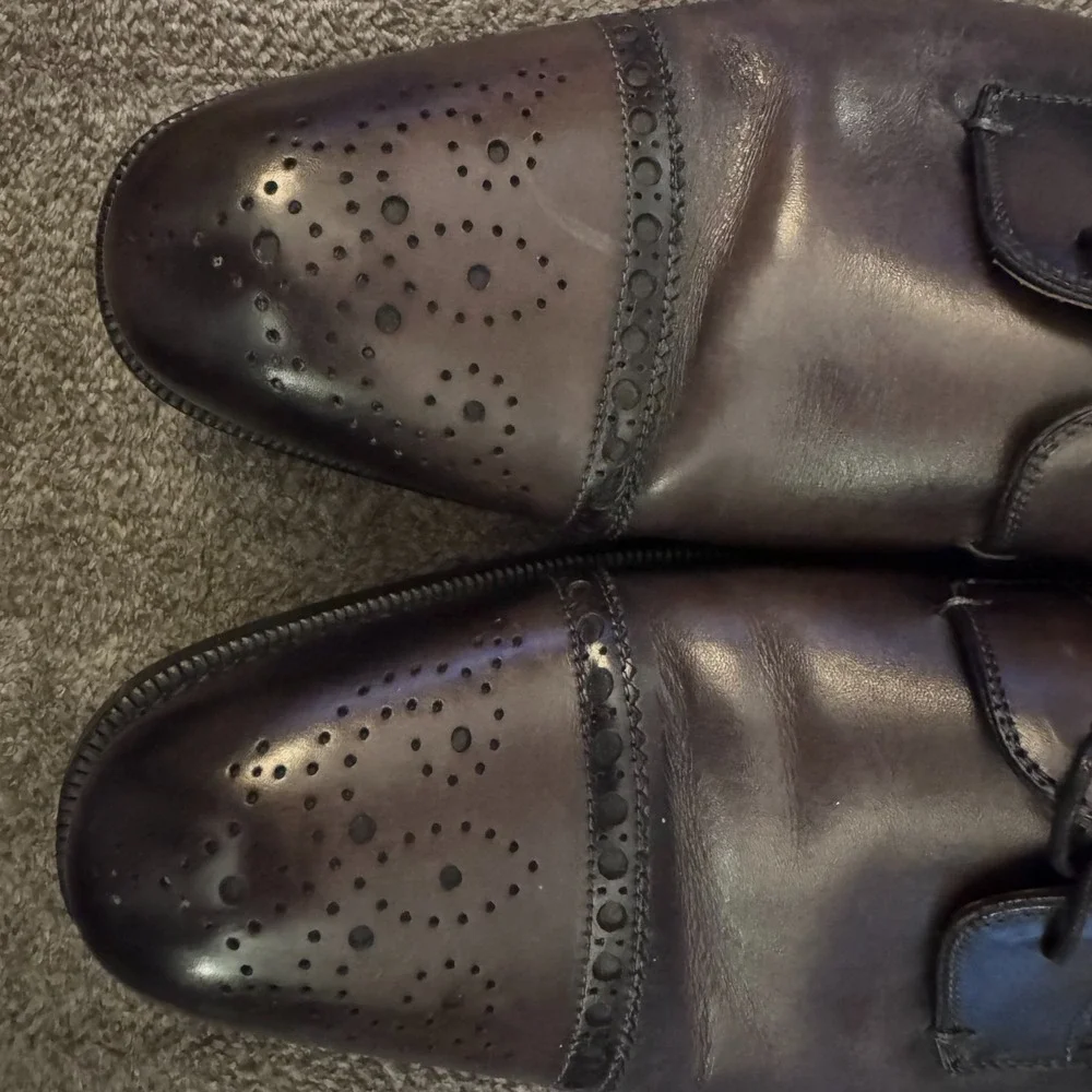 Magnanni Mens Leather Cap Toe Derby Brogues Dark Brown EU 42 US‎ 9.5 - Picture 3 of 13